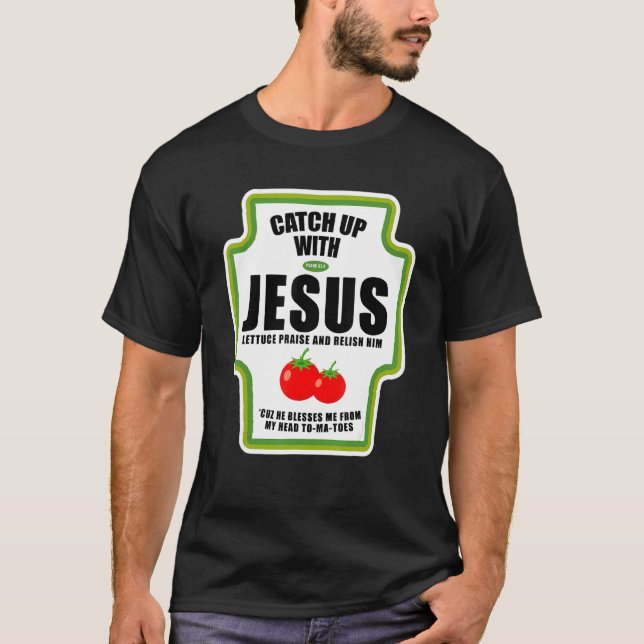 Camiseta Molho de Catchup Com Jesus Condimentos Religiosos  (Frente)