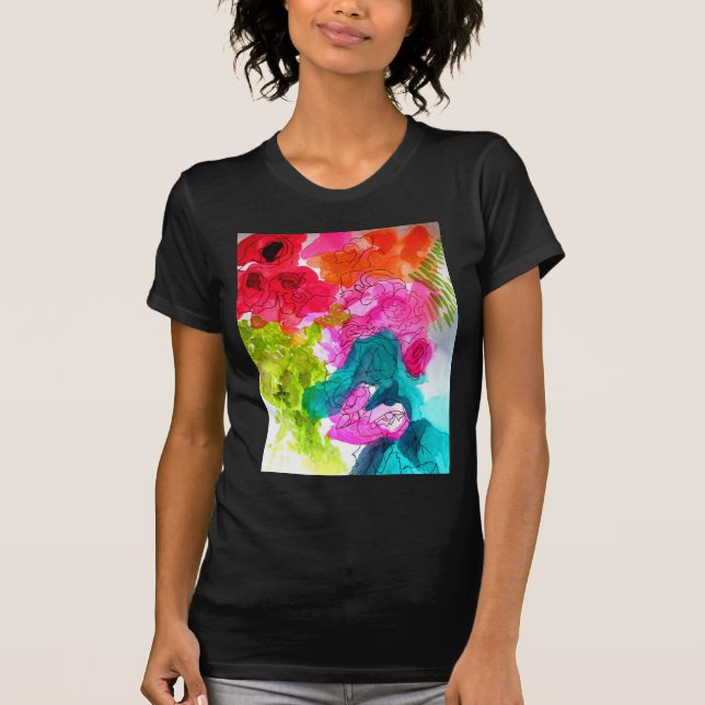 Camiseta Molho Flores de água abstrato (Frente)
