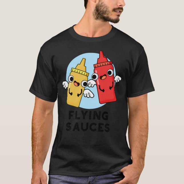 Camiseta Molhos Voadores Peitos De Comida Engraçados (Frente)