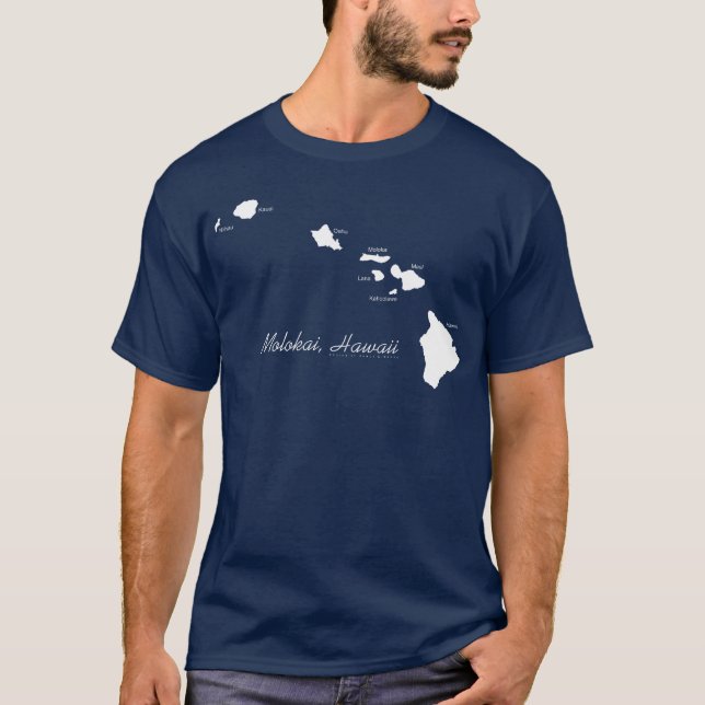 Camiseta Molokai Hawaii Com Ilhas Havaianas (Frente)