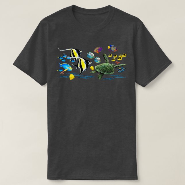 Camiseta Molokini Cove Havaí - Ilustração de Peixes Tropica (Frente do Design)