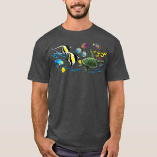 Camiseta Molokini Cove Havaí - Ilustração de Peixes Tropica
