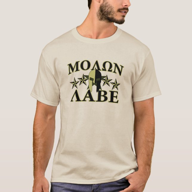 Camiseta Molon Labe Spartan Helmet 5 estrelas (Frente)