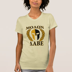 Camiseta Molon Labe Spartan Mask Laurels Beige Decor