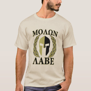 Camiseta Molon Labe Spartan Mask Laurels Olive Green