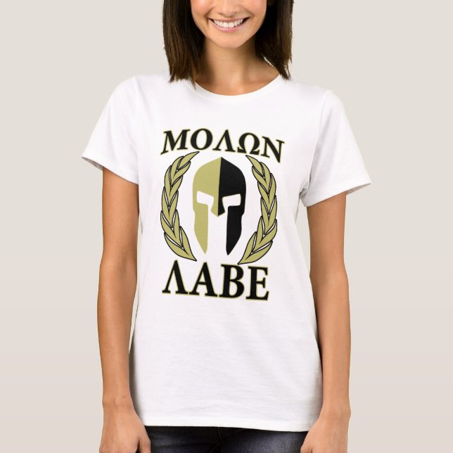 Camiseta Molon Labe Spartan Mask Laurels Olive Green (Frente)