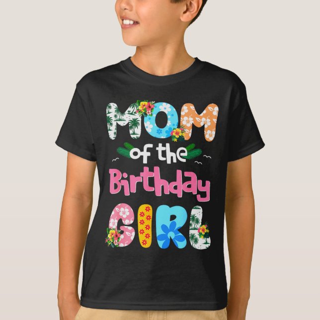 Camiseta Mom And Dad Of The Birthday Girl Hawaii Family Par (Frente)