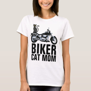 Camiseta MOM BIKER CAT, T-shirts damas, motocicleta