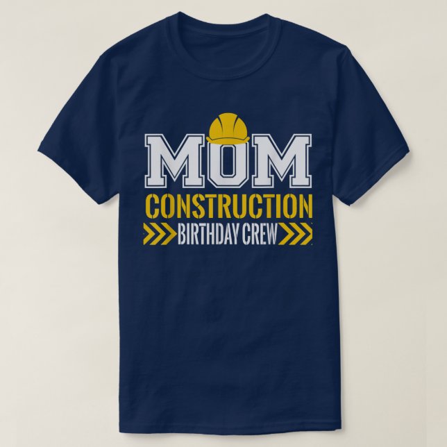 Camiseta Mom Birthday Crew 1st construction Birthday Truck  (Frente do Design)