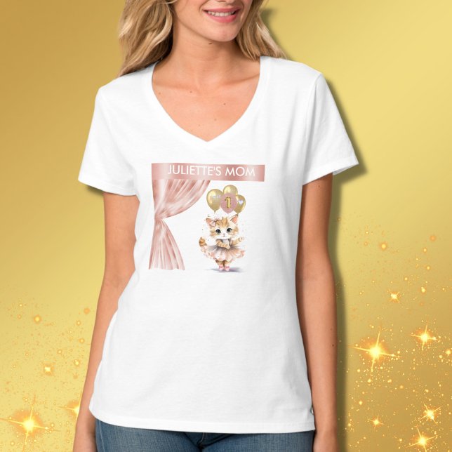 Camiseta MOM Charming Ballerina Cat primeiro aniversario (Criador carregado)