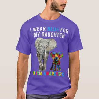 Camiseta Mom Dad Autism Elephant Apparel I Wear Blue For My