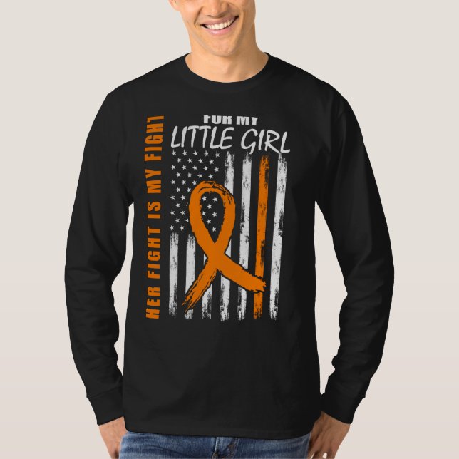 Camiseta Mom Dad Little Girl Daughter Leukemia Awareness Fl (Frente)
