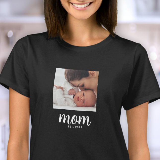 Camiseta Mom Established Photo Mother's Day (Criador carregado)