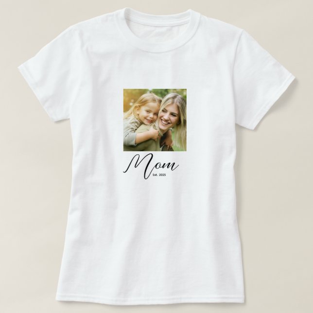 Camiseta Mom Established Script Photo T-Shirt (Frente do Design)