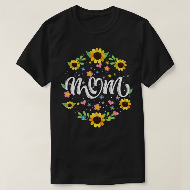 Camiseta Mom Floral and Sunflower Summer Flowers  (Frente do Design)