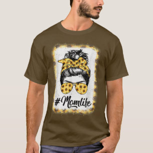 Camiseta Mom Life Bleached Mom Life Sunflower Messy Bun