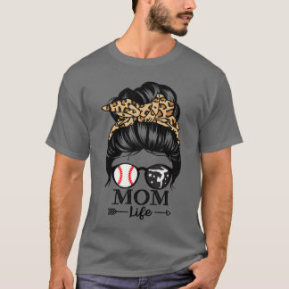 Camiseta Mom Life Messy Bun Hair Funny Baseball Gymnastics 