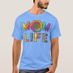 Camiseta MOM LIFE Sunflower Tie Dye Hippie Mamães mães D