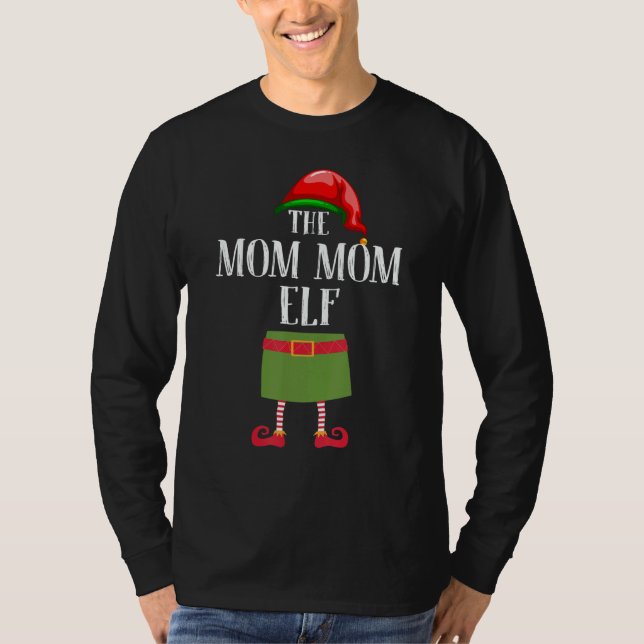 Camiseta Mom Mom Elf Matching Family Group Christmas Party  (Frente)