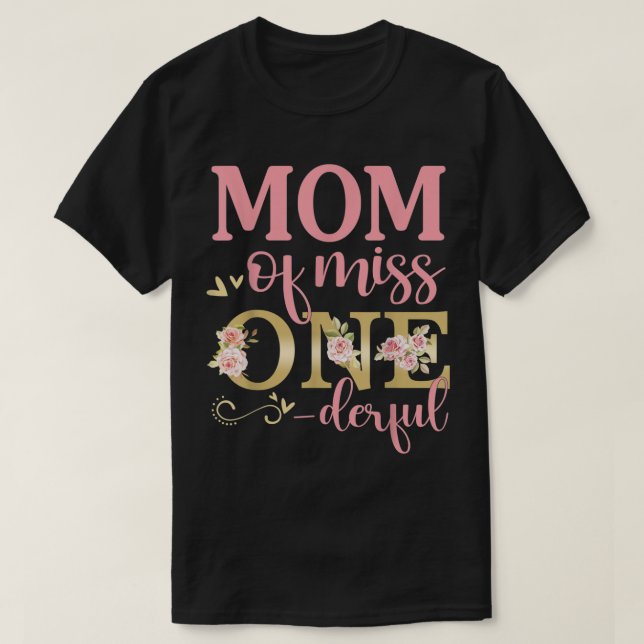 Camiseta Mom of Little Miss Onederful 1st Birthday Family M (Frente do Design)