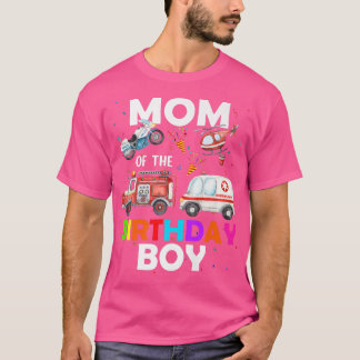 Camiseta Mom Of The Birthday Boy Fire Truck Ambulance Polic