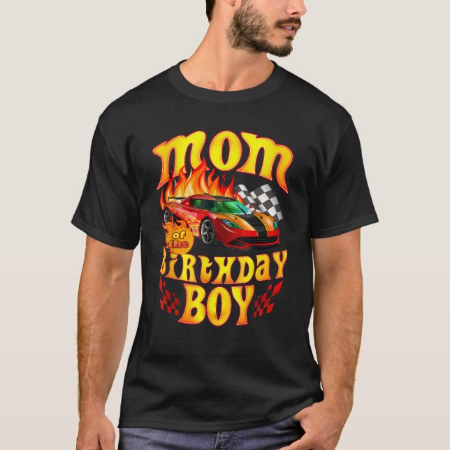 Camiseta Mom of The Birthday Boy Funny Party Racing Superca (Frente)