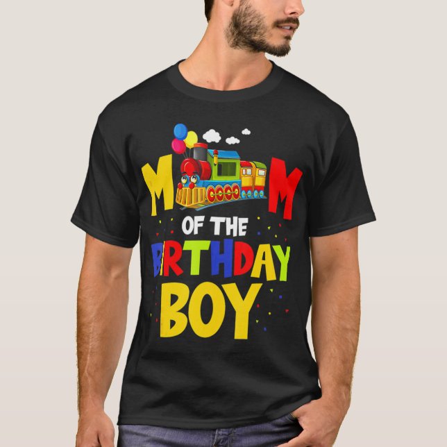 Camiseta Mom Of The Birthday Boy Train  For Mommy Mama Moth (Frente)