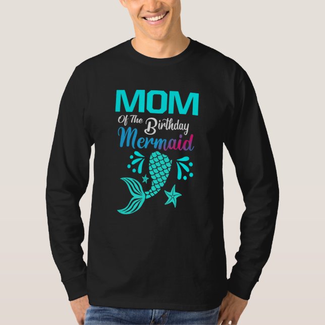 Camiseta Mom Of The Birthday Mermaid Matching Family (Frente)