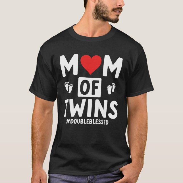 Camiseta Mom Of Twins Double Blessed Twin Mom (Frente)
