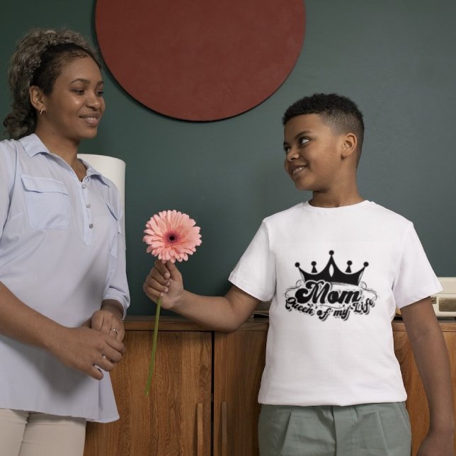 Camiseta MOM Rainha da minha vida Boys White T-Shirt (Criador carregado)