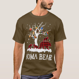 Camiseta Moma Bear Christmas Pajama Red Xadrez Buffalo Fami