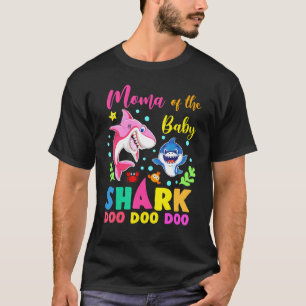 Camiseta Moma Do Aniversário Tubarão Rosa Azul Doo