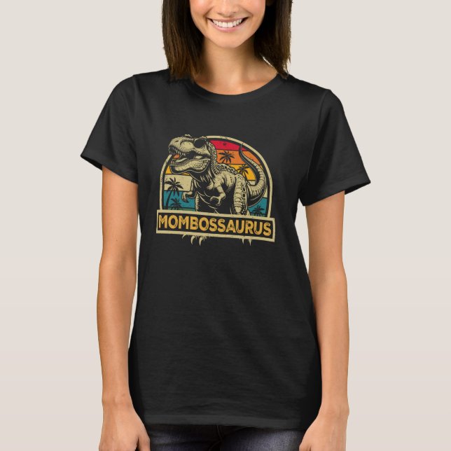 Camiseta Mombossaurus T Rex Dinossaur Mãe Família Surus Che (Frente)