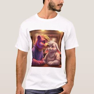 Camiseta Momento Afetado: Um Urso Colorido e Rabino Tímido