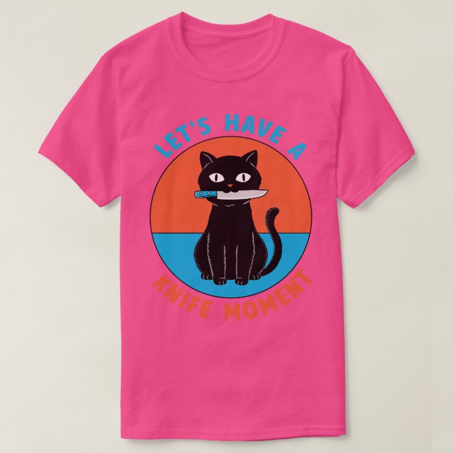 Camiseta Momento de faca de gato (Frente do Design)
