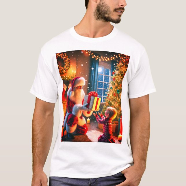 Camiseta Momento de Presente de Natal Mágico (Frente)