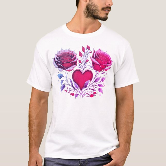 Camiseta Momento Especial do Coração rosa - Design de Moda  (Frente)