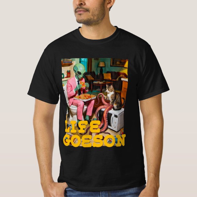 Camiseta Momento Surreal de Pizza Alienígena  (Frente)