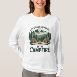 Camiseta Momentos à Beira da Fogueira Cena de Montanha Vint