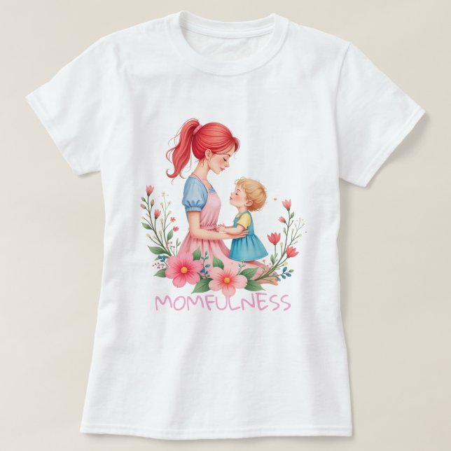 Camiseta Momfulness Watercolor Mother & Child Art (Frente do Design)