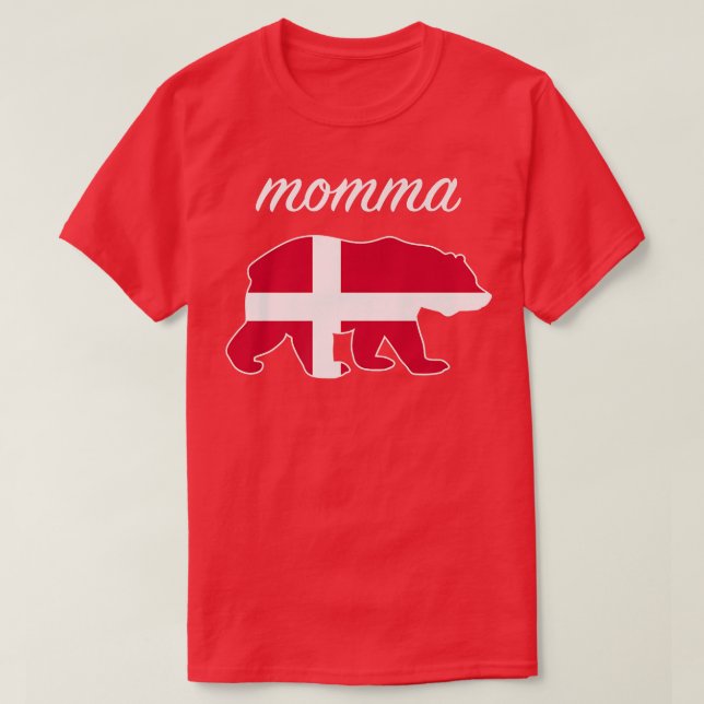 Camiseta Momma Bear Denmark Flag Danish Roots Premium 1432  (Frente do Design)