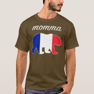 Camiseta Momma Bear França Bandeira Francês Raízes Premium