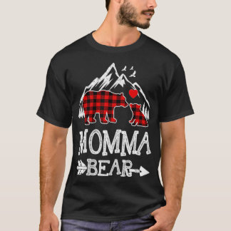 Camiseta Momma Bear , Red Buffalo Plaid Grandma Bear Pajama