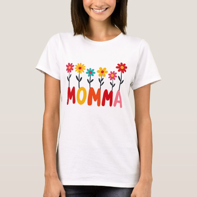 Camiseta MOMMA Bloom - Whimsical Floral Drawn Art (Frente)