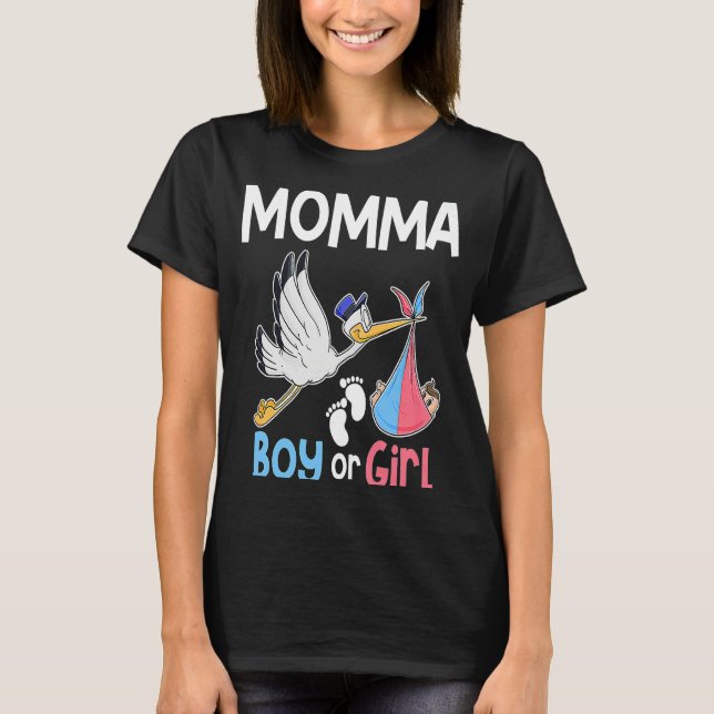 Camiseta Momma Boy or Girl Gender Reveal Pregnancy Announce (Frente)