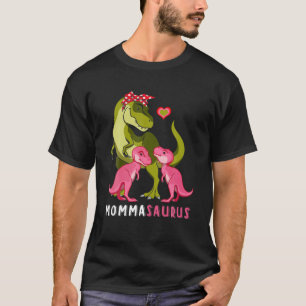 Camiseta Momma Dinossaur Engraçado 2 Dois Filhos Mommasauro