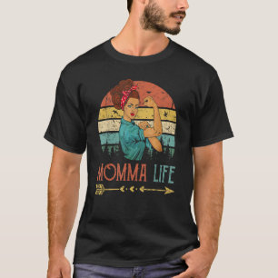 Camiseta Momma Life Women Rosie Vintage Retro Decore Mãe