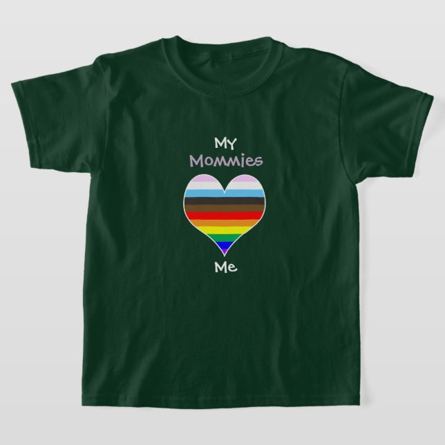Camiseta Mommies Rainbow Heart T-Shirt (para cores escuras) (Postura )