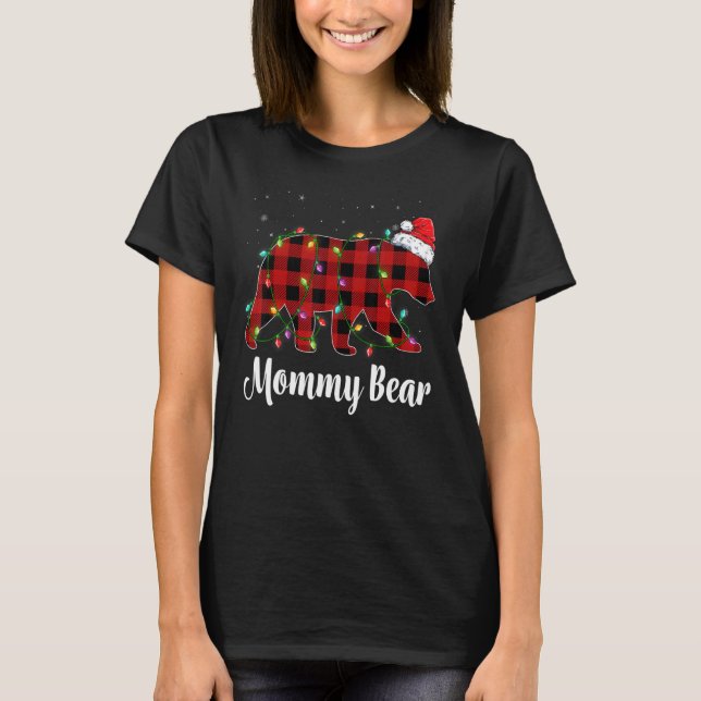 Camiseta Mommy Bear Buffalo Red Plaid Matching Family Chris (Frente)