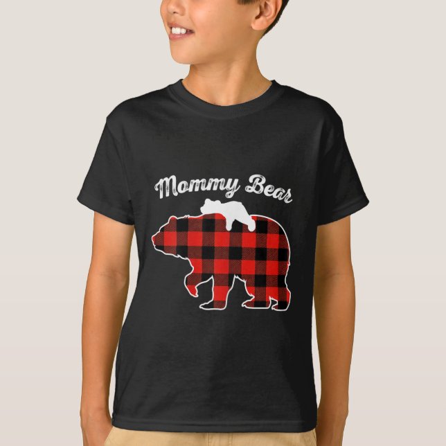 Camiseta Mommy Bear Flannel Red Plaid Pajama Family Matchin (Frente)